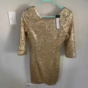 Gold sequin mini dress